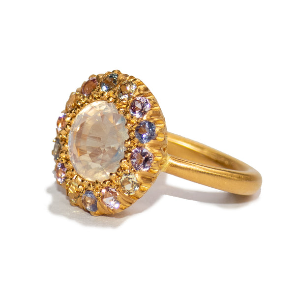 Rainbow Moonstone & Pastel Sapphire Princess D. Ring – Marie