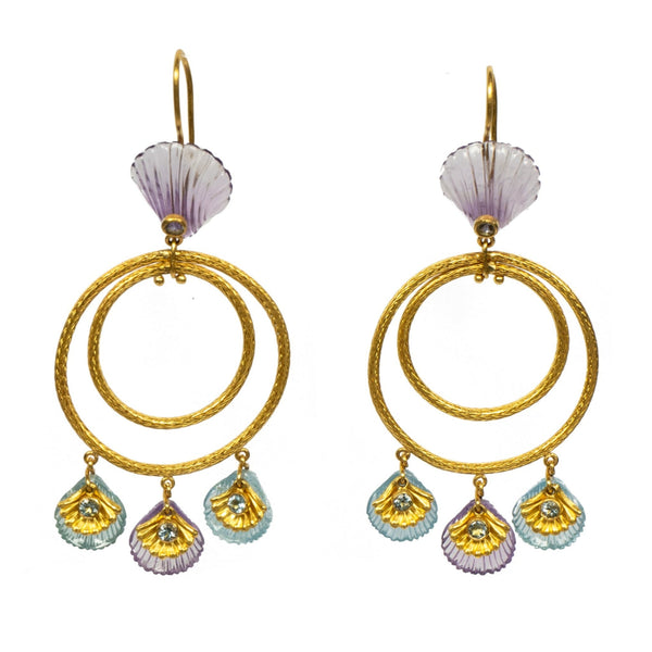 Amethyst & Aquamarine Calypso Hoops