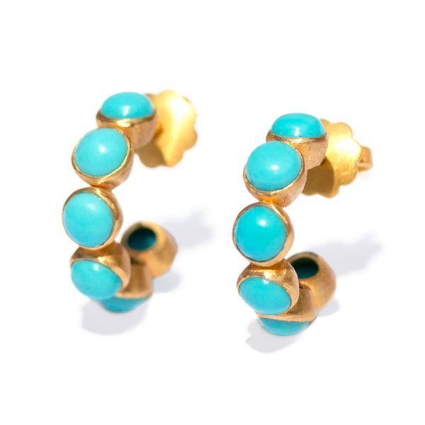 Small Turquoise Bollywood Hoops