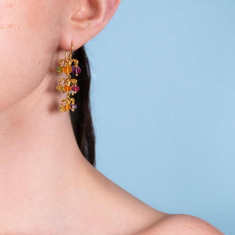 Multi-Colored Pom Pom Earrings