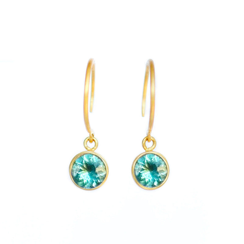 Apatite Dangling Bindi Hook Earrings