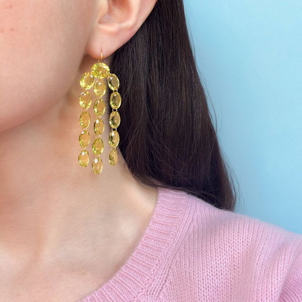 Lemon Quartz Waterfall Earrings
