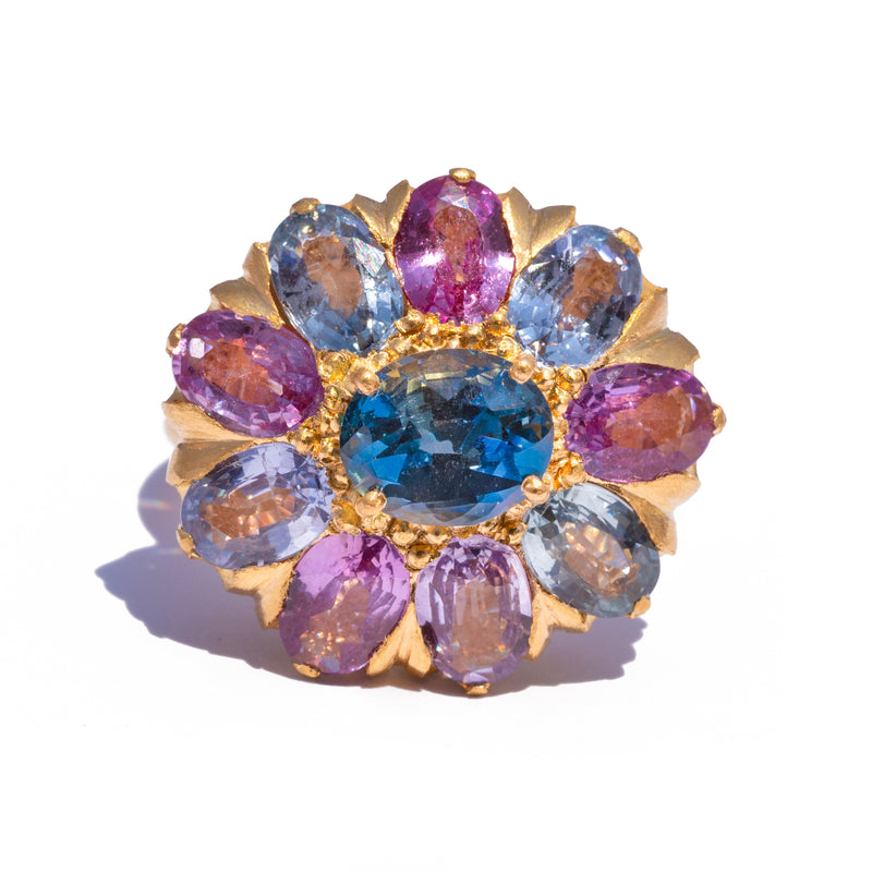 Aquamarine and Multicolored Sapphire Castafiore Ring