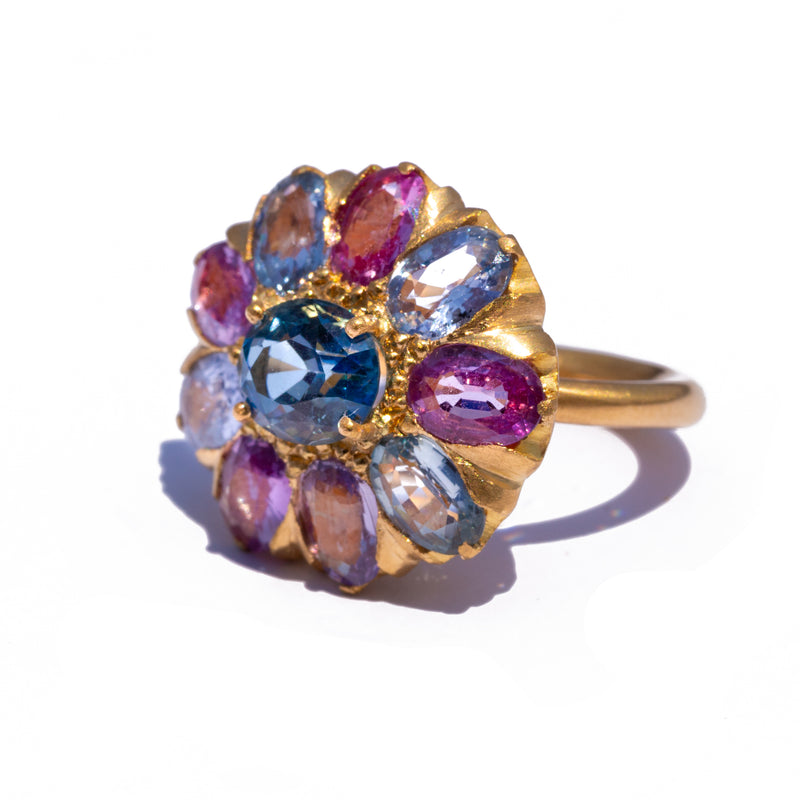 Aquamarine and Multicolored Sapphire Castafiore Ring