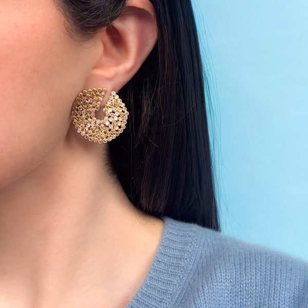 Small Mandala Pink Sapphire Studs