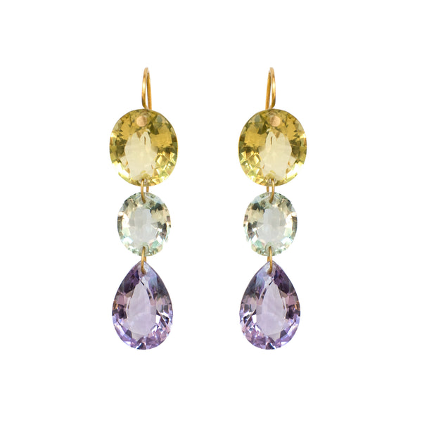 Multi-Colored Gem Drop Earrings