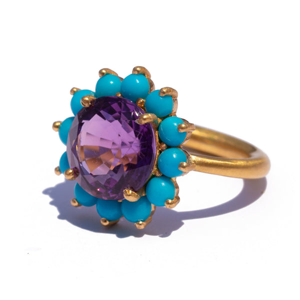 Amethyst & Turquoise Hortensia Ring