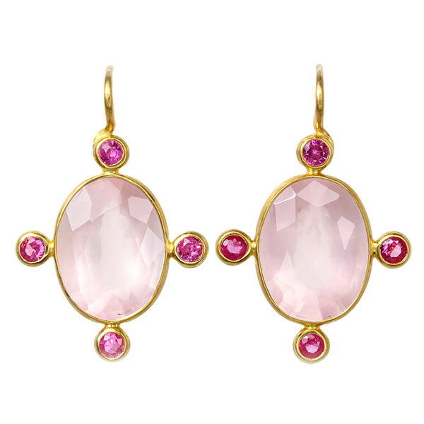Rose Quartz & Pink Sapphire Constantinople Earrings