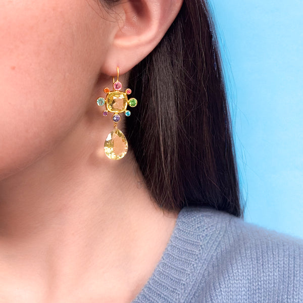 Lemon Quartz Byzantine Earrings