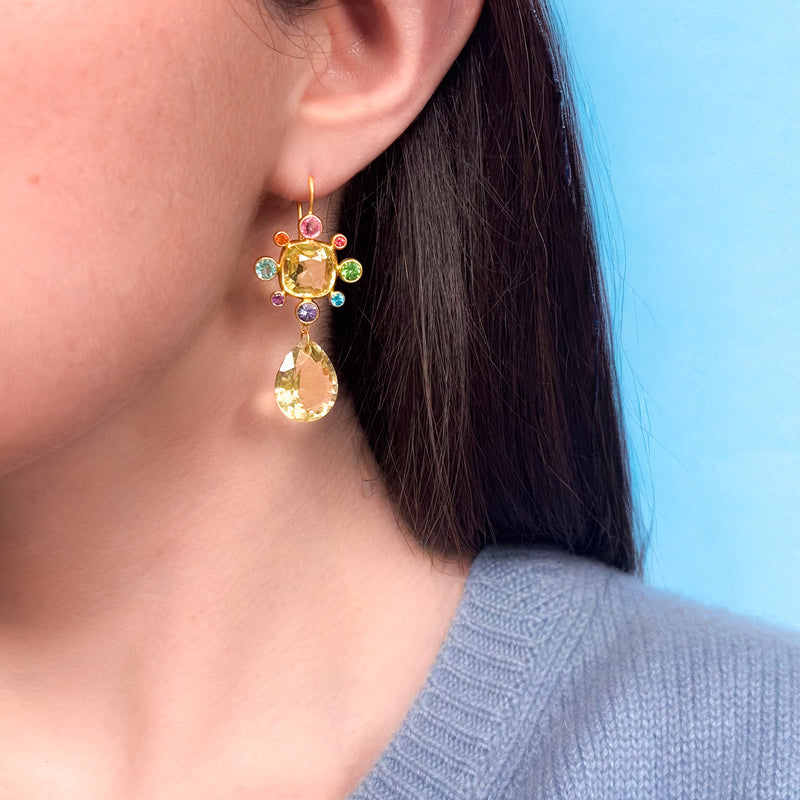 Lemon Quartz Byzantine Earrings