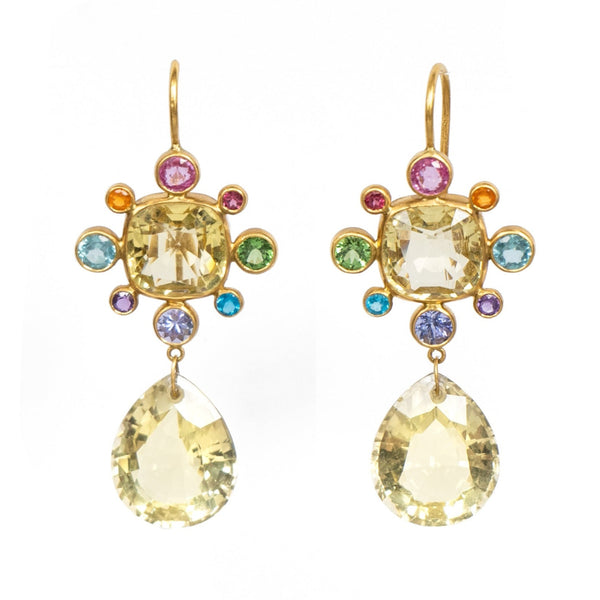 Lemon Quartz Byzantine Earrings