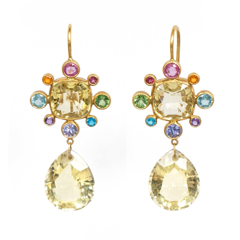 Lemon Quartz Byzantine Earrings