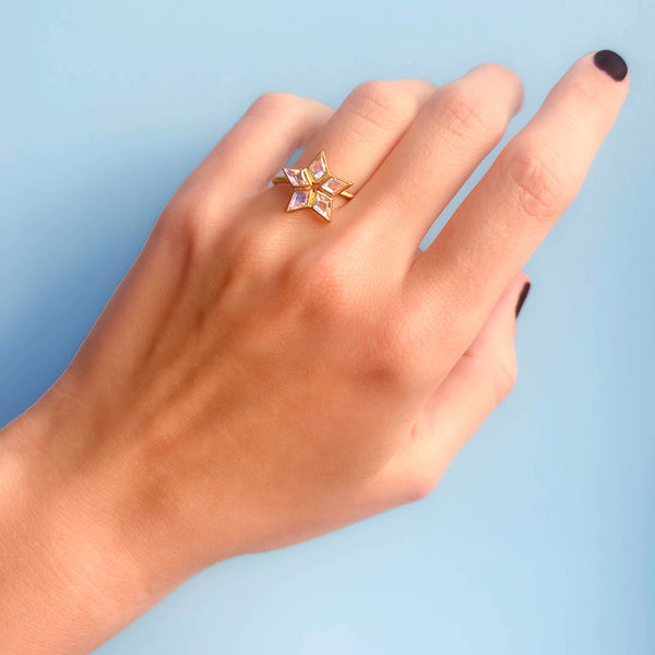 Rainbow Moonstone Etoile Ring