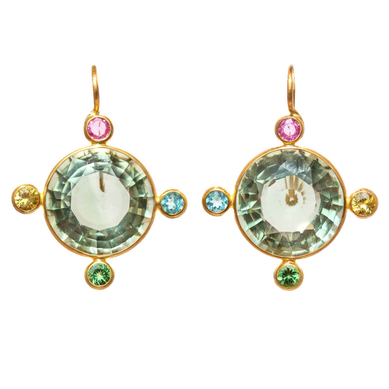 Green Quartz & Multi-Colored Constantinople Earrings