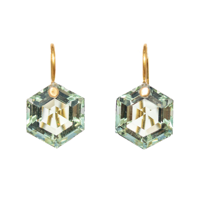 Green Quartz Hexagon Earrings