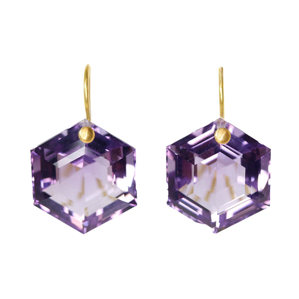 Extra Large Amethyst Hexagon Earrings