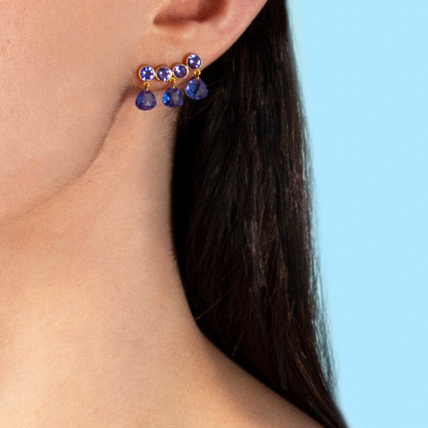 Tanzanite Briolette Pendeloque Studs