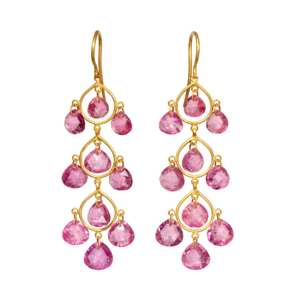 Pink Tourmaline Candeliere Earrings