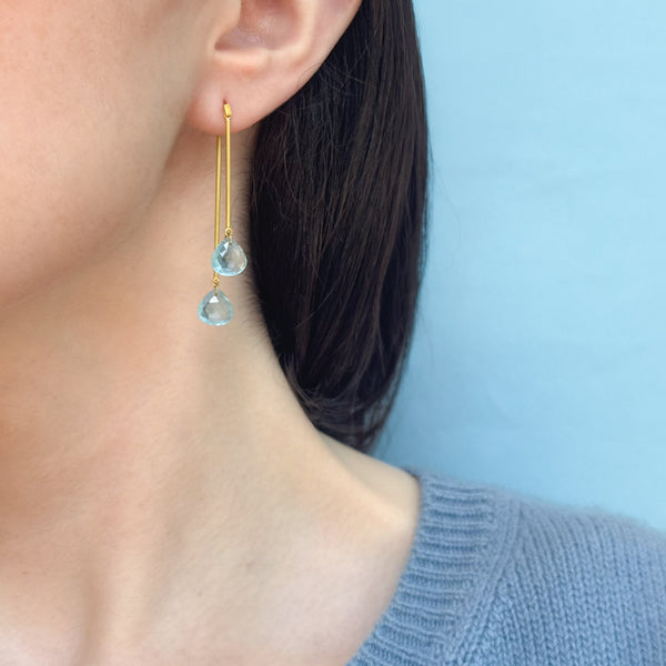Smokey Aquamarine Balancier Earrings