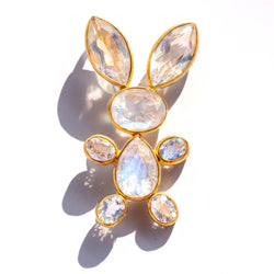 Rainbow Moonstone Easter Rabbit Pendant