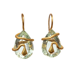 Green Quartz Small Gem Snake Earrings