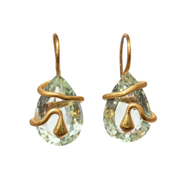 Green Quartz Small Gem Snake Earrings