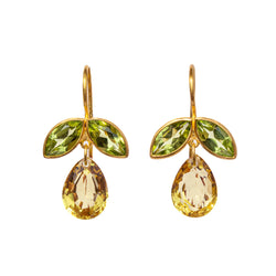 Peridot & Citrine Pear Earrings