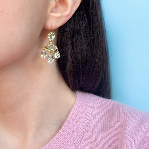Green Quartz Marquise D'Estrees Earrings