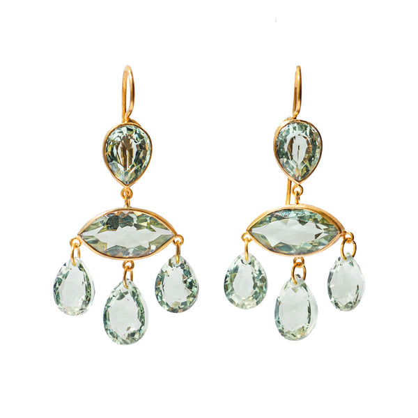 Green Quartz Marquise D'Estrees Earrings