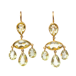 Small Lemon Quartz Marquise D'Estree Earrings