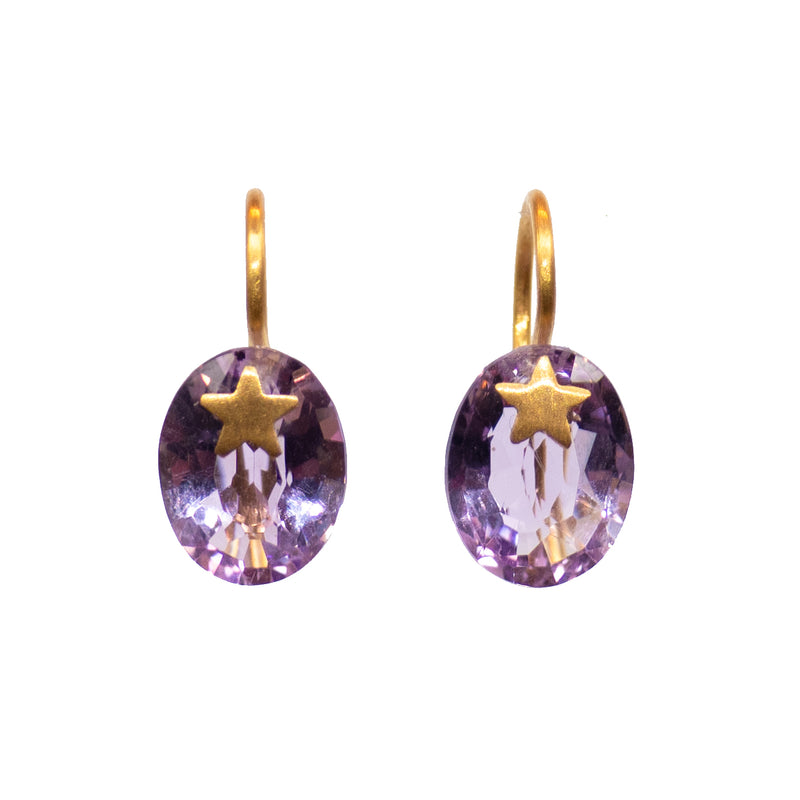 Amethyst Precious Star Gem Earrings