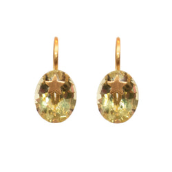 Lemon Quartz Precious Star Gem Earrings