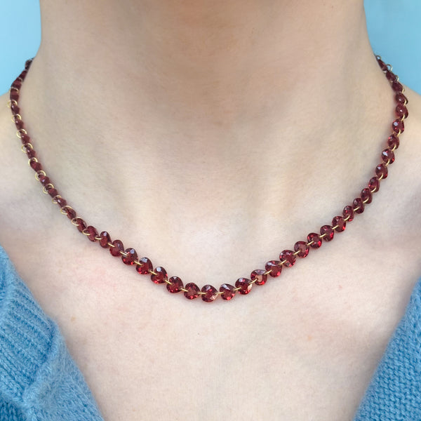 Garnet Precious Heart Necklace