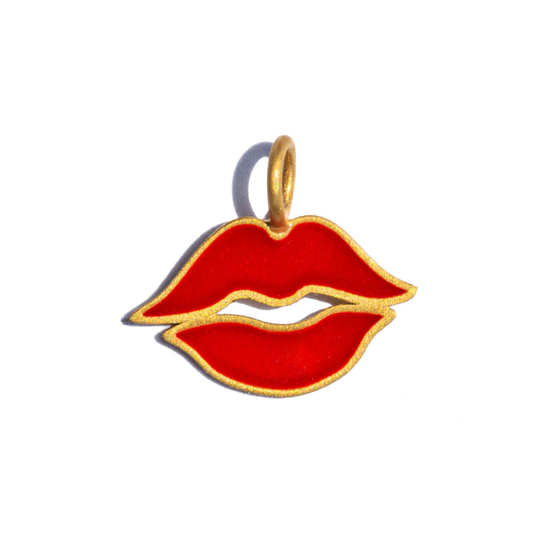 Red Enamel Flying Kiss Charm