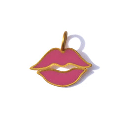 Large Pink Enamel Flying Kiss Charm