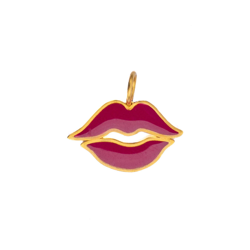 Fuchsia Enamel Flying Kiss Charm