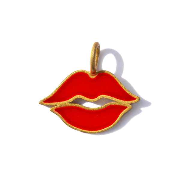 Large Red Enamel Flying Kiss Charm