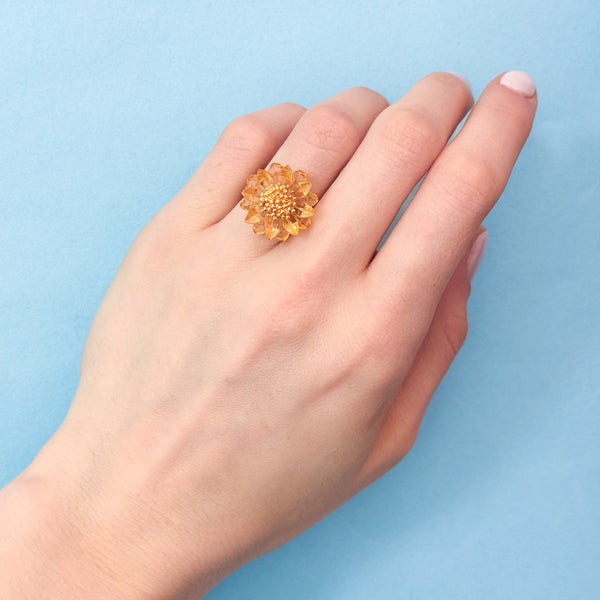 Citrine Sunflower Ring