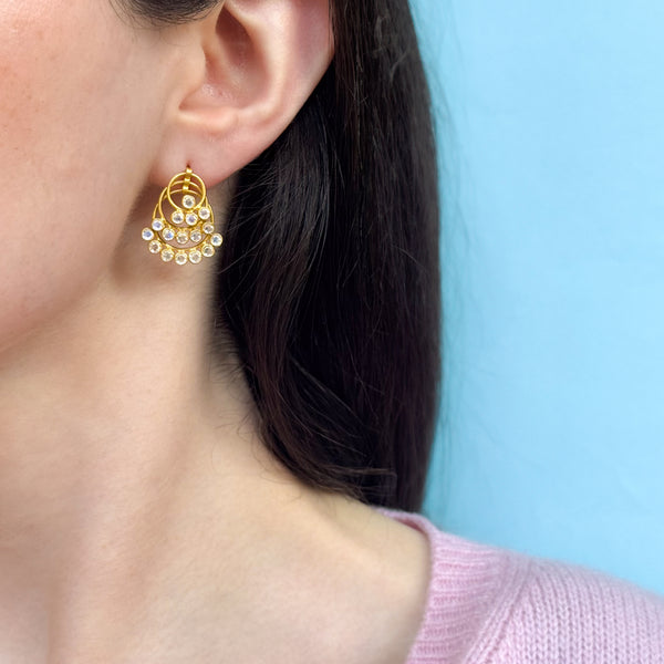 Rainbow Moonstone Fantasia Sequins Studs