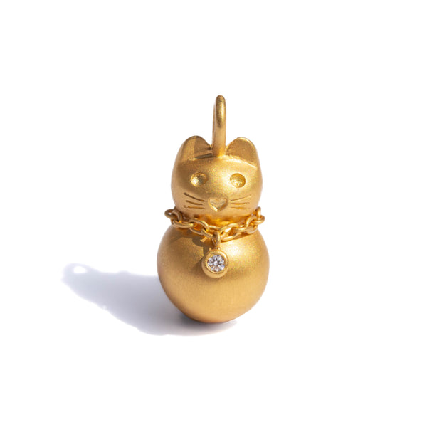 Diamond Cat Bell Pendant