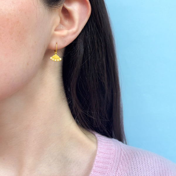 Diamond UFO Hook Earrings