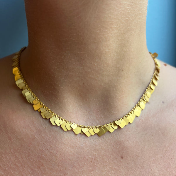 Dangling Irregular Square Sequin Necklace