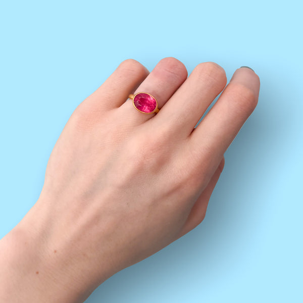 Pink Tourmaline Princess Ring
