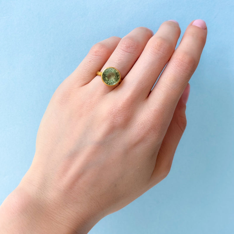 Green Tourmaline Princess Ring