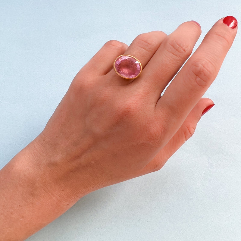 Candy Pink Tourmaline Princess Ring