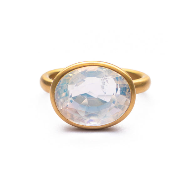 Rainbow Moonstone Princess Ring