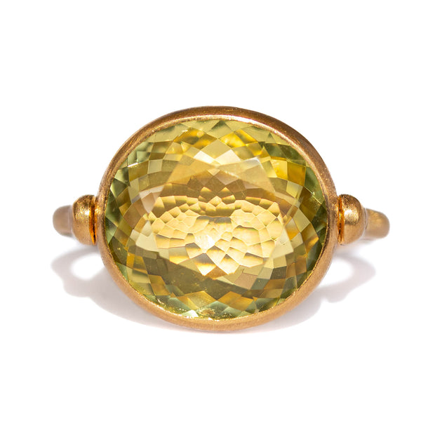 Lemon Quartz Swivel Ring