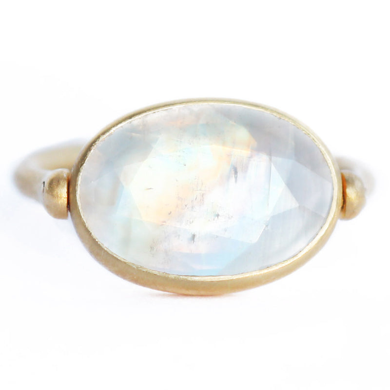 Rainbow Moonstone Swivel Ring