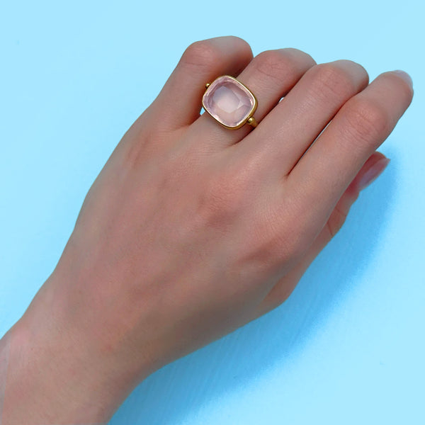Rose Quartz Swivel Ring