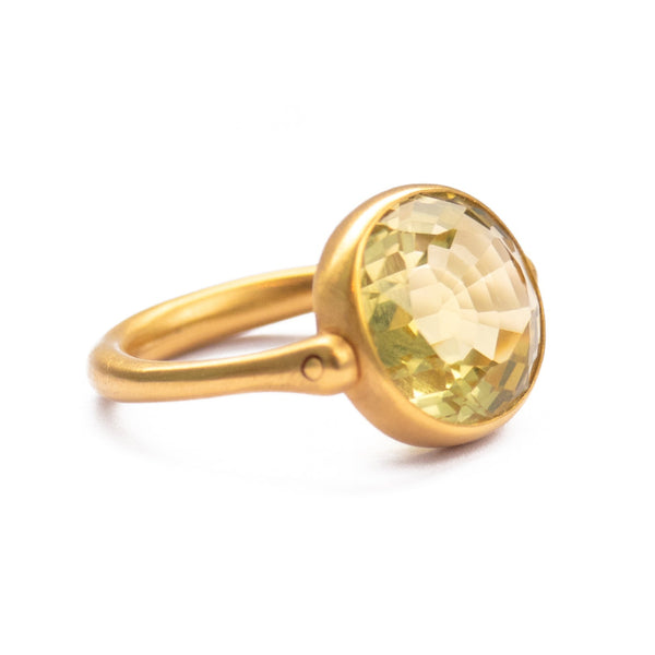 Lemon Quartz Swivel Ring